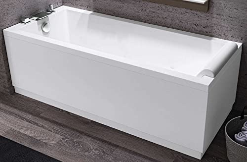 Novellini Calos Standard con Telaio 170x80 H58 cm 190 LT Vasca da Bagno Rettangolare Bianco Lucido Colonna Rubinetteria Miscelatore Bordo Doccetta Cascata 1 Pannello Frontale 1 Laterale Poggiatesta