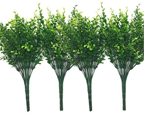 CATTREE Künstliche Eukalyptus-Pflanzen, Kunststoff-Weihnachtsdeko, künstliche Sträucher, grüne Blätter, Hochzeit, Innen- und Außenbereich, Haus, Garten, Veranda, Küche, Büro, Tischdekoration, 8 Stück