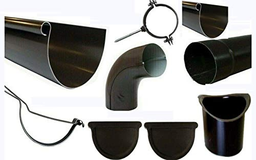 T.E.G. METALLI S.R.L. Kit 6 Metri Grondaia Tonda in Lamiera Testa di Moro + Accessori di Montaggio (280, con Baverino)