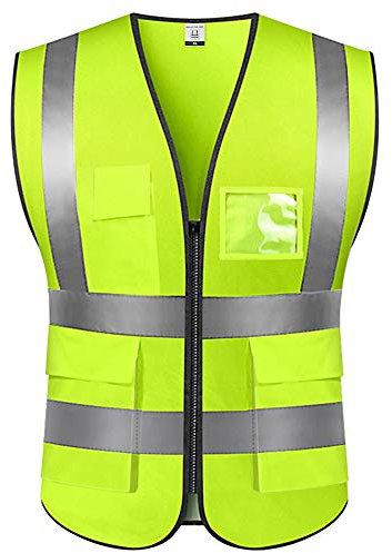 Sicherheitsweste, Warnweste Hohe Sichtbarkeit Reflektierendes Weste Executive Manager Workwear Jacke Zip 2 Band Brace Sicherheit Handytasche Ausweishalter (XL)