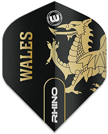 WINMAU Rhino Wales Schwarz und Gold Flights - 1 Satz pro Packung (Insgesamt 3 Flüge)