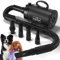 XKISS Soffiatore per Cani 4.5 PS / 3200 W Asciugatore per Cani Continua con velocità e Temperatura Regolabile Asciugacapelli per Animali Domestici，Grooming Cane Animali，con 4 Accessori. (Nero)