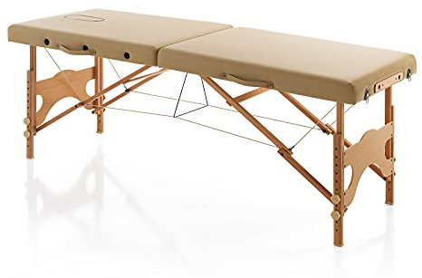 Tragbare Mobile Kosmetikliege, Holz beige, klappbare Leicht 13kg, Tragkr. max. 204kg