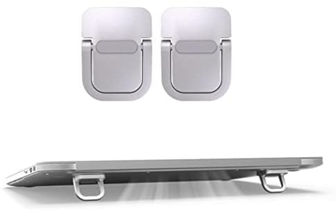 Exdtgt Portable Keyboard Riser, Mini Invisible Laptop Stand for Desk Computer Keyboard MacBook Notebook Stand Riser Aluminum (2PCS) (Silver)