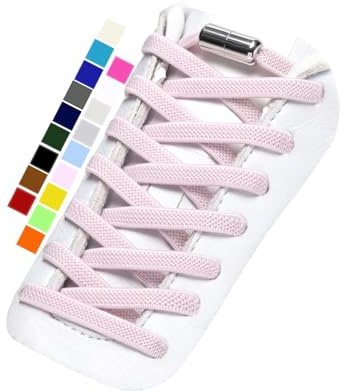 Stepace 2 Pares Cordones Elásticos con Cerradura de Metal, Cordones Ajustables sin Atar para niños y Adultos, Cordones de Zapatos Sin Nudos para Zapatillas Deportivas Rosa