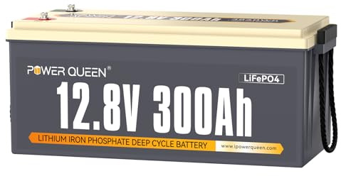Power Queen LiFePO4 12V 300Ah Batterie für Wohnmobile | 200A BMS, 2560W Ausgang, Max. 15.000 Zyklen, 3840Wh, perfekt für Solaranlagen, Yachten, Off-Grid