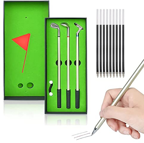 HENGBIRD 3-Teiliges Stifteset im Golfspiel-Design, Geschenkset für Golfclubs, Geschenke für Männer, Golf Geschenke Stifte Mini Geschenke Kleine Geschenke Personalisierte