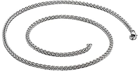 KnSam Edelstahl Weizenkette 45 cm, Halskette Männer Silber Herren Freundschaftsketten Jungs Breit 2.5MM Edelstahl Ketten