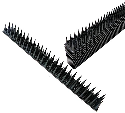 Plastic Wall & Fence Spikes, Bird Spikes Anti Pigeon Spikes Repellent Birds Spikes Squirrels Cat Deterrent Anti Climb Spikes for Roofs Pergola Garden, Cover 5M 40×4.5×3.7cm (Pack of 12, Black)
