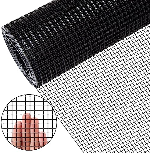 Zevemomo 36 x 50' 1/4inch Hardware Cloth, Black Vinyl Coated Chicken Wire Fence Galvanized Welded Mesh Roll for Home Garden Rabbit Cage