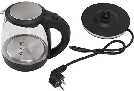 Bollitore Elettrico in Vetro - 2000 W Ad Alta Potenza, 1 Litro di Grande Capacità, Spegnimento Automatico, Luce LED Blu, Presa Europea, 220-240 V