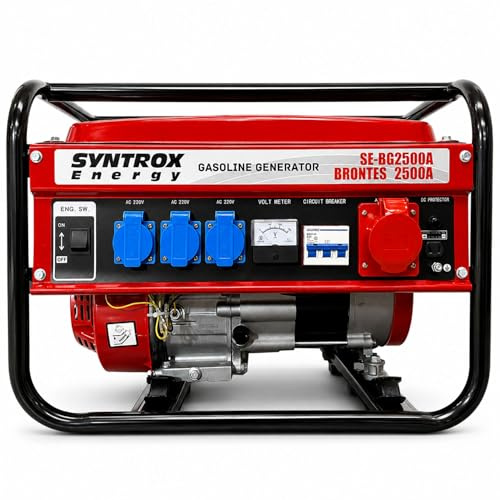Syntrox Notstromaggregat, Brolso, zuverlässige Energiequelle, Leistungsstark, Effizient, Multifunktional, Stromerzeuger, Camping, Stromspeicher, Benzin Notstromgenerator