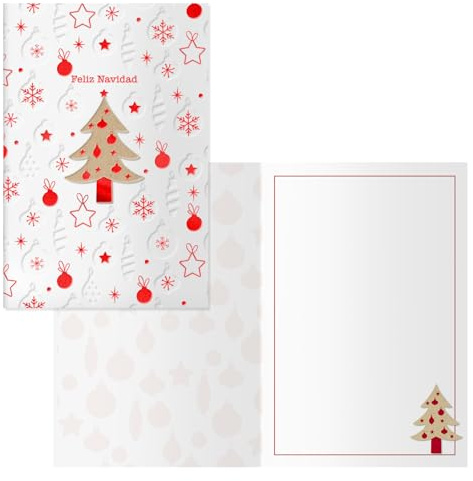 DOHE - Tarjetas de Felicitación Navidad - Pack 6 unidades - Tamaño: 11,5x17 cm (cerrada) - Incluye sobre para guardar la tarjeta - Modelo Wood