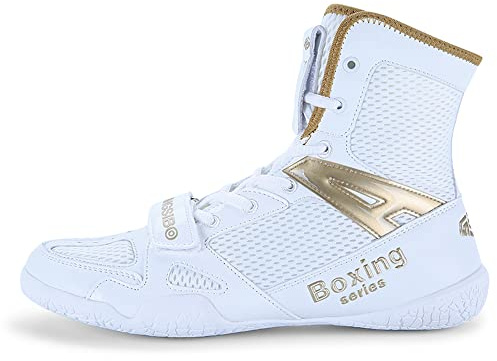 Youngtie Chaussures de Boxe pour Hommes Chaussures de Lutte Professionnelles Chaussures de Boxe pour garçons Chaussures de Sport Or EU 34