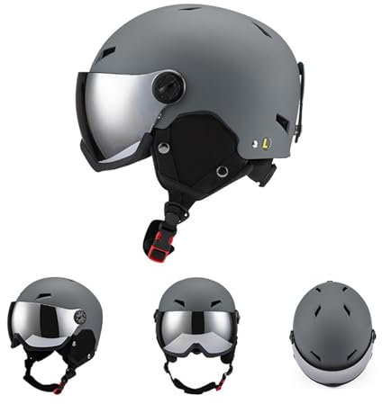 SUYUDD Skihelm mit Linsenvisier, ideal zum Skifahren, Leichter Schnee-Skihelm mit 8 Belüftungslöchern und thermischem Gehörschutz für Erwachsene und Jugendliche