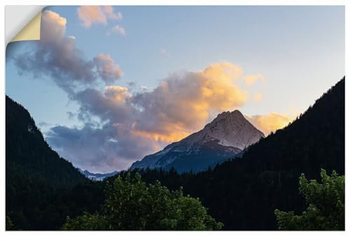 ARTland Wanddeko Wandtattoo selbstklebende Vinylfolie Landschaften Berge Wald Wetterstein Sonnenuntergang Alpen Bayern U4ZA