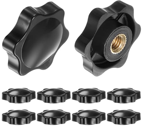 QUARKZMAN 10 Stück Sterngriffmutter M10 x 38mm Flügelmuttern mit Gewinde, Rändelmutter Handgriff Klemmmutter 38mm Spannknopf für Industrie Werkzeugmaschinen Geräte Fitnessgeräte, Schwarz