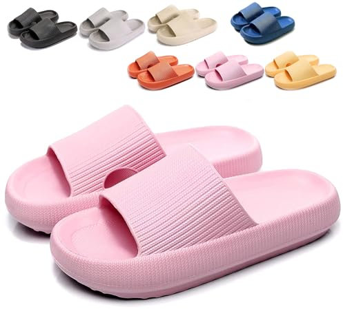 UERSUR Hausschuhe,Cozy Slides Original Cloud Slippers Schlappen Damen Badelatschen Herren,Wolken Damen (Pink, Erwachsene, Damen, 38, Numerisch (von/bis), EU Schuhgrößensystem, 39, M)