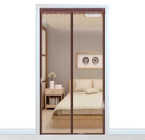 Zanzariera per finestra tagliabile, 75 x 195 cm (larghezza x altezza) – Tela zanzariera – con nastro adesivo in rete sottile tenda zanzariera regolabile – Coffee Stripes