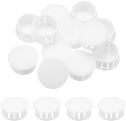 sourcing map 32PCS 20mm(13/16) White Plastic Hole Plugs | Flush Type Panel Hole Plugs,Insert End Caps,for Locking Hole Tubes Furniture Cabinet