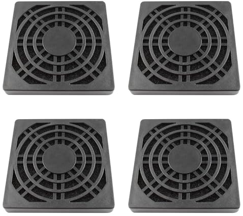 Adyoney 4 Pcs 70mm Black Square Plastic Cooling Fan Filter Cover, Dust Screen for Filter Fan Chassis, for PC Computer Case, Server Case, Mesh Design for Effective Dust Protection