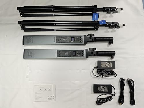 Neewer Photography RGB Light Stick Kit, 2 Pack LED Video Tube Lights w/Stands, Diffusers, 3250Lux Dimmable Light Wand 2500-10000K CRI95+/TLCI97+ APP/2.4G/Panel Control for Live/Videos/Vlog, BH20C