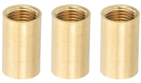 PATIKIL Lamp Pipe Brass Coupling Nut, 3 Pcs 20mm Long M10 Fine Round Thread Sleeve Lamp Pipe Adaptor Rod Connector Hardware for Light Fixture Assembly or Repair, 12mm OD.