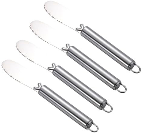 TOPBATHY 4 Pièces Couteau à Beurre En Acier Inoxydable Spatule De Cuisson Tartineur à Dessert Spatule Inoxydable Gâteau Spatule à Crème Pâtissière Grattoir à Confiture Épandeurs Silver