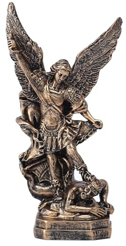 XIYOUQI Estatua de bronce del Arcángel Miguel Arcángel Miguel de resina, 13,2 cm, colección de figuras de San Miguel (13,2 cm)