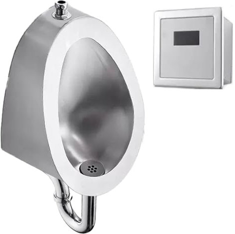 SIMAIT Urinarios, Urinario con Sensor montado en la Pared, Urinario de Acero Inoxidable 304 con Tubo de Drenaje, Urinario público de artículos Sanitarios para Hombres, Características antisalpicadu