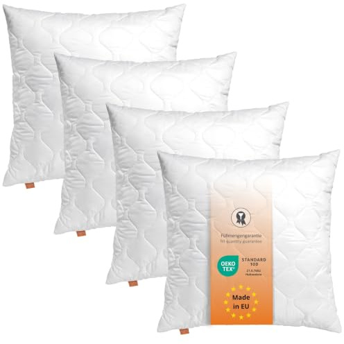 sleepling 4er Set Kopfkissen 80x80 cm, Kissen, Bettkissen, Basic 100 | Füllung: Klimafaser, Nachfüllbar, Polster, Allergiker Pillow, Schlafkissen 80 x 80, 4 Stück, Waschbar, Made in EU, OEKO-TEX