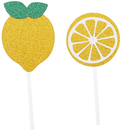 CIMAXIC 2 Sets of 12pcs Lemon Cake Topper Sequin Coated Easy to Use Great for Lemonade Stand Theme Parties