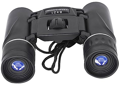 Mini Binoculars 8x21 Foldable Black Rubber Metal Compact | 8-fold Magnification, Images, round Body Design, Suitable for Outdoor Sports Games and Shows