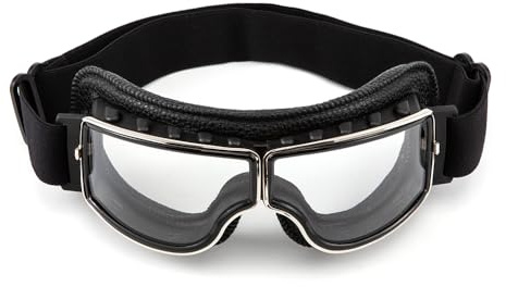 evomosa Motorradbrille Vintage Brille Retro Fliegerbrille PU-Leder Faltbar Winddicht Brille für Männer und Frauen brillen