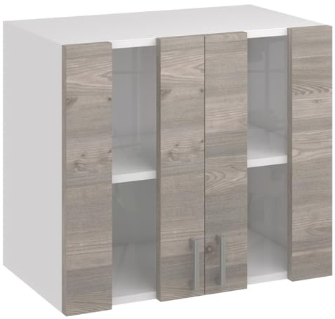 roe furniture Küchenhängeschrank G80 2DS1 – Küchenoberschrank mit 2 Türen & 2 Regalfächern – Wandschrank für Küche, 80×60×31,6 cm – Hängeschrank aus Holzwerkstoff, melaminbeschichtet, Wandmontage