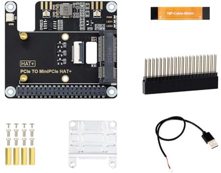 PCIE a pequeño PCIe HAT+ para tarjeta WIFI de red, USB, compatible con Bluetooth, cable de expansión, tarjeta de desarrollo, accesorios