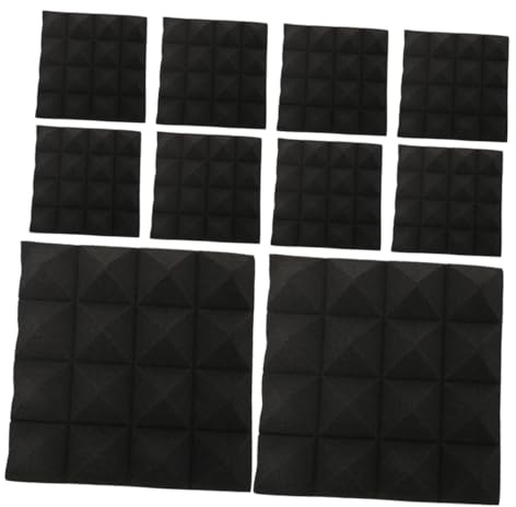 Selbstklebende Akustikwandpaneele 10 Stück, 5cm Pyramidenform | Pu Schaum, Schwarz, zur Schallminderung und Reduktion von Nachhall, Schnelle Montage