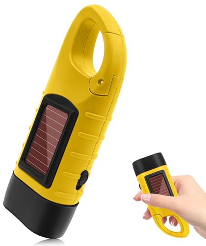 NiceBest Lampe de Poche à Manivelle, lampe de poche solaire LED, Lampe Dynamo Manivelle Portable pour Plein Air Camping Pannes de Courant Cyclisme