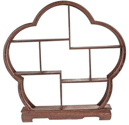 AZIDWERYQ Étagère de curiosités, présentoir en Bois de Sculpture Creuse en Forme Prune 12 Pouces, étagère bonsaï Miniature Style Chinois pour Petit présentoir d'objets Collection