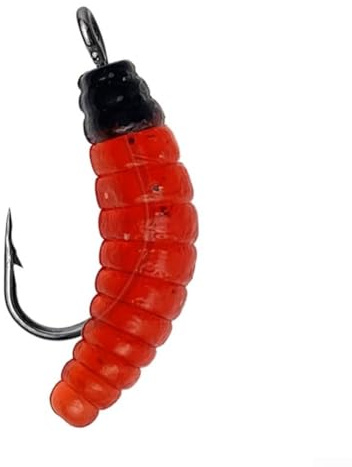 Besttoolifes Maden-Fliegenwürmer, Nass-Set, Fliegen, Forelle, 30 Stück, leuchtende Angelköder mit Haken und Angelbox für Barsch, für Panfish, große Forellen, Sonnenfische, Salzwasser, Süßwasserfliegen