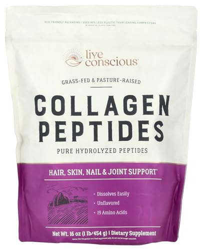 Collagen Peptides, Unflavored, 16 oz (454 g), Live Conscious