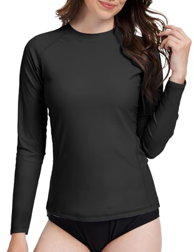 MEETWEE Langarm Damen Surf Rash Guard Sonnenschutz Badeanzug UV-Schutz Shirt UPF 50+ Kurzarm Badeoberteil Schnell trocknendes Schwimm-Sonnenschutzshirt für Wassersport