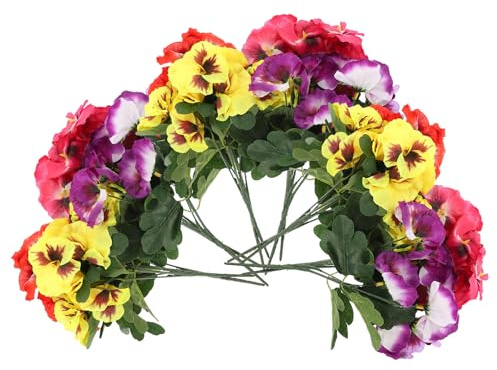 SHINEOFI 12pcs Artificial Silk Flower Arrangement Home Decor | Plastic and Silk Cloth Build, Lifelike Flower Bunches for Porch or Occasions, Low-maintenance Display