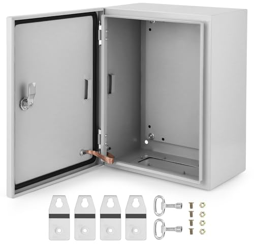 Aptliton Electric Enclosure Box IP66 Waterproof, Metal Junction Box, Wall Mounted Steel Electrical Cabinet with Lock & Mounting Plate for Outdoor