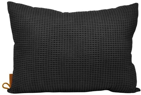 Saunakissen 45×35 cm – 100% Baumwolle – Öko-Tex – handgemacht in Estland – Saunason (Schwarz)