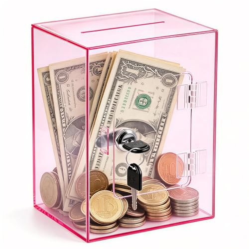 Personalisierte Spardose mit Schlüssel Sparschwein Groß 306L Piggy Bank | Acryl Transparente Geldkassette Geldgeschenke Geburtstag für Erwachsene