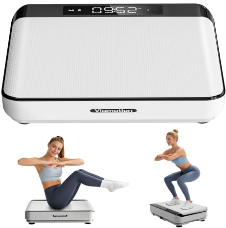 Viamotion Vibration Plate Exercise Machine, Whole Body Exercise Equipment for Home Use with LED Display, 99 Levels Vibrating Plate for Fitness & Toning (White)