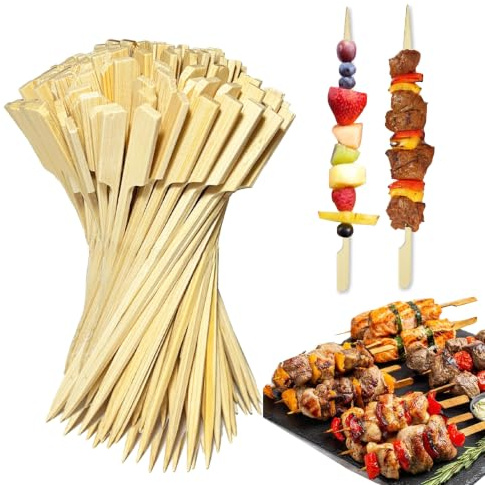JIUHEEDAMAI 220 Stück Spieße Fingerfood, 15cm Cocktailspieße aus Bambus | Finger Food Skewers, Grillspieße, Cocktail Sticks, Holzspieße für buffet Obst Grills Burger Vorspeisen Sandwich Snacks