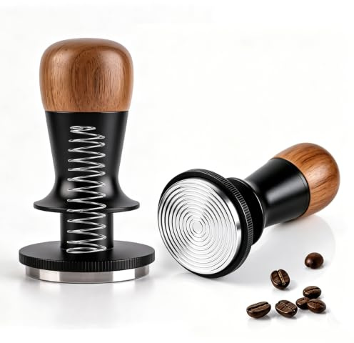 Shulltji Kaffee Tamper 58mm, Spring Loaded Kaffeetamper mit Sound Feedback, Espresso Tamper 58mm Eingebaute 3 Federbelasteten, Barista Zubehör für Kaffeelieber