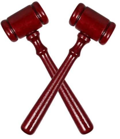 VILLCASE 2 Martillos de Madera para Juez, Mazos Seguros Mejor Agarre, Ideales para Disfraces y Decoración en Fiestas o Eventos de Subasta